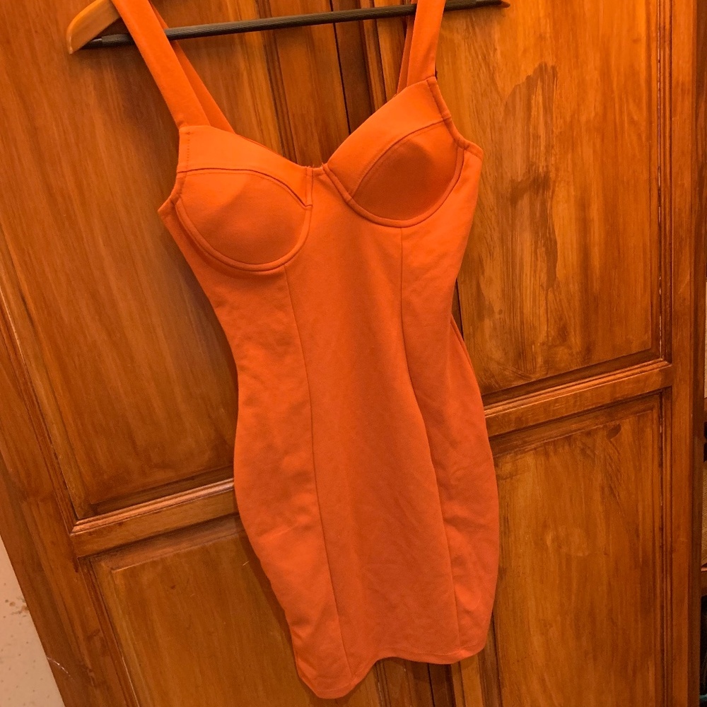 Ladies Fitted Orange Mini Dress